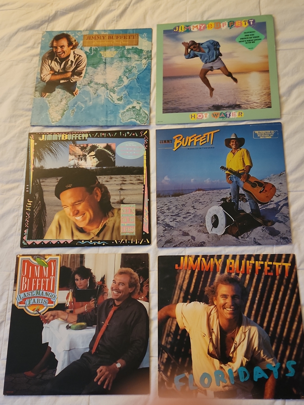Jimmy Buffett 6 Vinyl Record Lot - Colorful Album Covers
